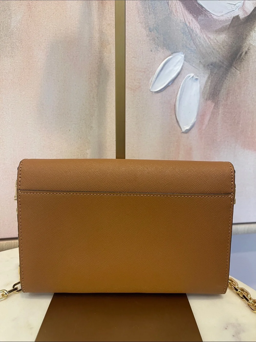 NWOT Tory Burch Tan Clemente Saffiano Leather Crossbody with Gold Logo